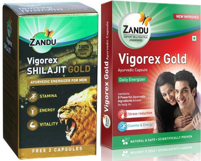 ZANDU Vigorex shilajit Gold 20 Caps and Vigorex Gold 10 Caps(Pack of 2, 20 Capsules, 10 Capsules)