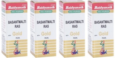 Baidnath Basant Malti Ras with Gold Pearl (4 Packs, 25 Tablets in Each Pack)(Pack of 4)