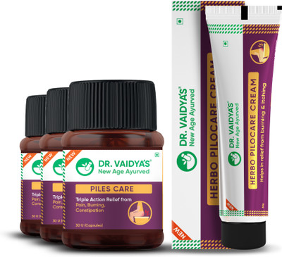 DR. VAIDYA'S Piles Management Combo (3 Piles Care + 1 Pilocare Cream)(Pack of 4, 90 Capsules, 30 g)