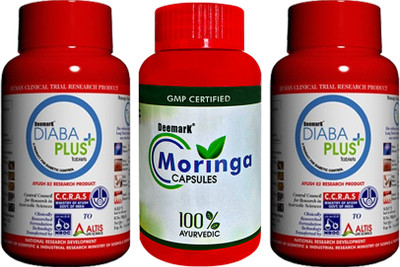 DEEMARK Diaba Plus with Moringa Capsules(Pack of 3, 180 Tablets, 60 Capsules)