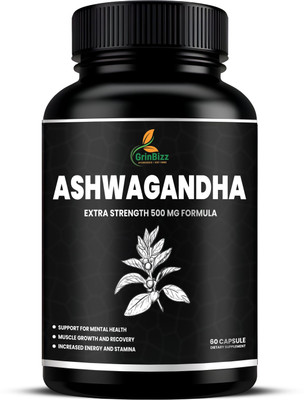 grinbizz Ashwagandha Capsules Supports Energy, Strength, Stamina & Mental Clarity(60 Capsules)