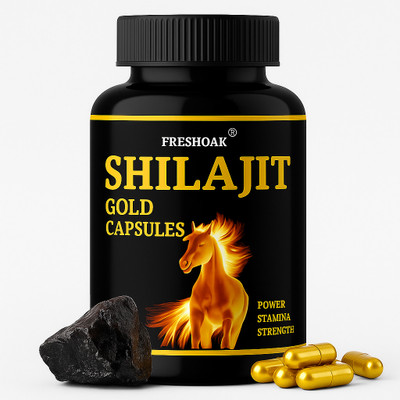 freshoak PURE SHILAJIT GOLD CAPSULES | NATURAL POWER FORMULA FOR MEN |(60 Capsules)
