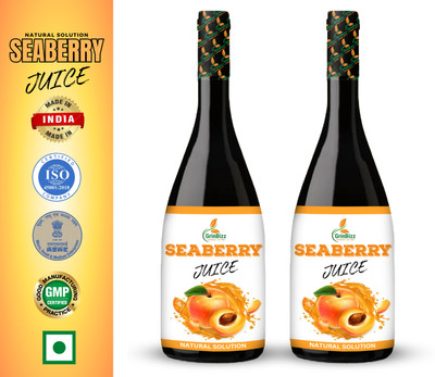 grinbizz Seaberry Juice Immunity Booster Juice/Glowing Skin/Heart Care Juice/Energy Juice(Pack of 2, 2000 ml)