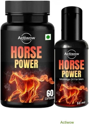 ACTIWOW Horse Power Capsule & Oil for Better Performance IE2(60 Capsules)