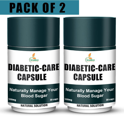 grinbizz Diabetic-Care Capsule Control Diabetes/Sugar Free Dawa/Blood Sugar Level Control(Pack of 2, 60 Capsules)