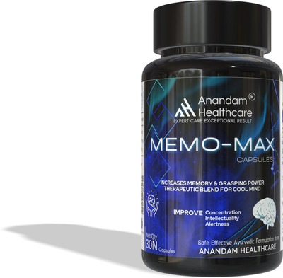 Anandam Healthcare MemoMax Vegan Capsules - Memory, Focus & Stress Relief Brain Booster(30 Capsules)
