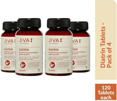 JIVA Diatrin Tablets - Controls Sugar - 120 Tablets Each - Pack of 4(Pack of 4, 120 Tablets)