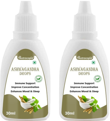 NUTROCOPIA Ashwagandha Drop for Boost Strength Immunity & Erergy/Mind Relaxer (2x30ml)(Pack of 2, 60 ml)
