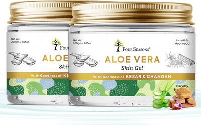 Four Seasons Aloe Vera Gel | With Goodness of Kesar & Chandan(Pack of 2, 400 ml)