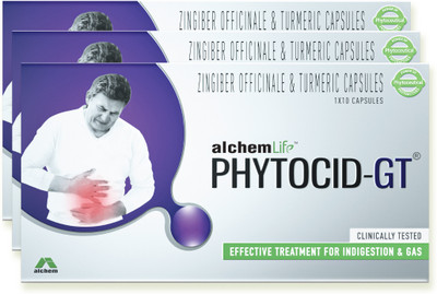 Phytocid-GT | Natural relief from acidity & gas | Clinically tested (Pack of 3)(Pack of 3, 30 Capsules)