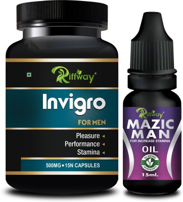 Riffway Invigro | Mazic Man Shilajit Capsule Oil Combo For Power(Pack of 2)