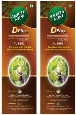 AMRITH NONI D plus 500ml |Clinical Trail tested formula| Helps to manage Blood Sugar Levels(Pack of 2)