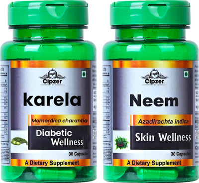 CIPZER Combo Pack of Neem & Karela Capsules-30 Each(Pack of 2, 60 Capsules)