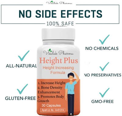 visalak pharma Height Plus-Height Growth Pills Increase Height Gain Confidence(30 Capsules)
