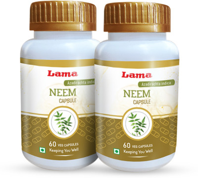 Lama Neem Capsule | With Azadirachta indica Extracts - 60 Vegetarian Capsules(Pack of 2, 120 Capsules)