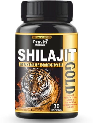 PRAVITI Shilajit Power Capsule With Ashwagandha, Swarn Bhasma - Boost Strength & Stamina(30 ml)