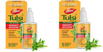 Dabur Tulsi Drops Natural Immunity Booster pack of 2( EACH 30 ML) (Pack of 2)(Pack of 2, 60 ml)