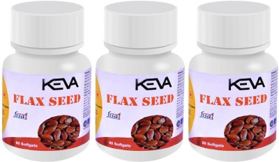 KEVA FLAX SEED OIL (60 CAPSULES, 500 MG EACH) : Vital Source of EPA and DHA(Pack of 3)