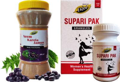 Ekjot Neem Karela Jamun Powder (200g) + Supari Pak Granules (100g) | Combo Pack(Pack of 2)