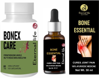 Eternal life BONEX CARE For Strengthens Bone (60 Tab)| BONE ESSENTIAL Cures Joint Pain (30ML)(Pack of 2)