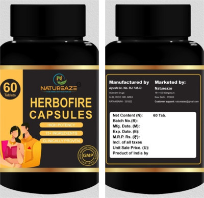 Nature Aze HerboFire Capsules – Boost Energy, Bone Health & Stamina Boost 2(Pack of 2, 120 Tablets)
