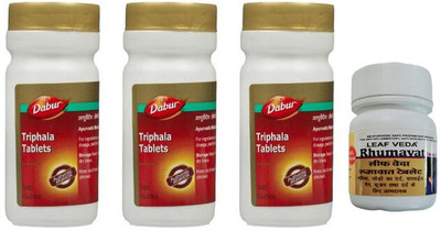 Dabur Triphala Tablets for ingerdients With Leaf Rhumawat 20 Tab(Pack of 4, 180 Tablets, 20 Tablets)
