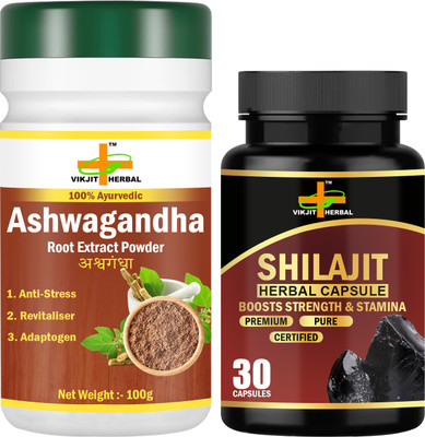 VIKJIT HERBALS ASHWAGANDHA POWDER & SHILAJIT CAPSULES(30 Capsules, 100 g)