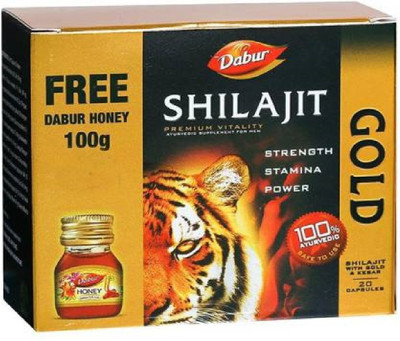 Dabur Shilajit Gold 20 Cap and 100 Gms Honey(20 Capsules)