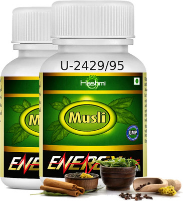 Hashmi Musli Energy Plus Capsule | Ayurvedic Vitality & Stamina B00ster for Men(Pack of 2, 20 Capsules)