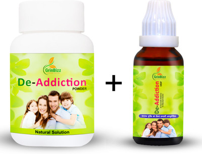 grinbizz Combo Of De-Addiction Powder With De-Addiction Drop/For Quit Alcohol & Smoking(Pack of 2, 75 g, 30 ml)