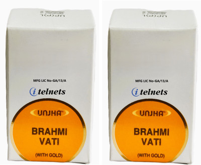 ITELNETS Unjha Brahmi Vati Tablets with Gold -(2 x 10Tabs)(20 Tablets)