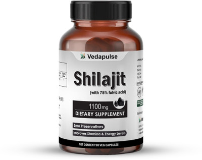 Vedapulse Shilajit 1100 Mg Capsules With High Fulvic Acid For Men Helps in boost Stamina(90 Capsules)