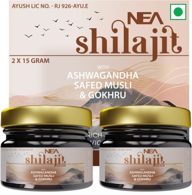 Nea Ayurvedic Pure Shilajit Resin | Ashwagandha, Safed Musli, Gokhru(Pack of 2)