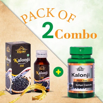 CIPZER Kalonji Oil (50ml)&Kalonji Capsule(30 Caps)-Lower blood sugar &Cholesterol level(Pack of 2)