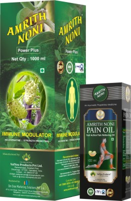 AMRITH NONI Power Plus 1000ml + Pain Oil 100ml -Natural Immunity Booster & Pain Relief combo