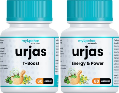 myupchar ayurveda Urjas T-Boost With Energy & Power | Improve Muscle Strength Each Veg 60 Capsules(Pack of 2)