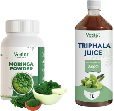Vedist Organic Vedist Moringa Powder 100g & BP Care Juice 1L | Blood Pressure & Energy(Pack of 2, 1300 g)