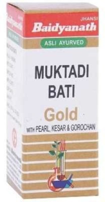 Baidnath Muktadi Bati Gold with Pearl, Kesar & Gorochan (1 Pack, 10 Tablets)