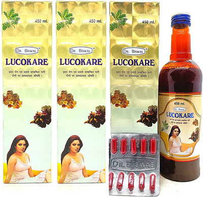Dr. Biswas Lucokare Syrup 450ml For Women`s Health Care (Pack Of 3)(Pack of 3, 1350 ml)