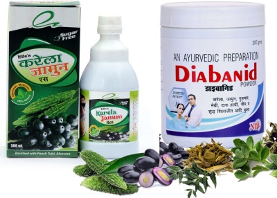 Ashwaveda Healthcare Diabanid Powder & Karela Jamun Ras For Control Diabetes & Blood Sugar(Pack of 2)