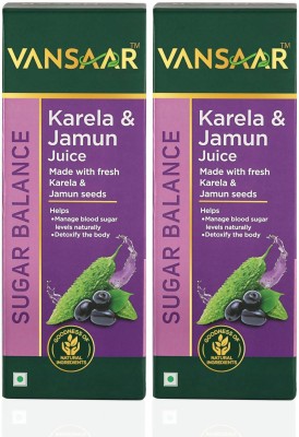 Vansaar Karela & Jamun Juice-2L|Manages blood sugar control|Prediabetics & diabetics(Pack of 2)