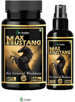 Dr.TrueSkin Max Mustang Vital Herbal Pack: Capsules + Oil(30 Capsules)