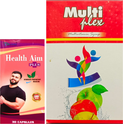 HERBSHD Health Aim Plus Capsule & Multi Plex Multivitamin Syrup | For General Weakness(Pack of 2, 30 Capsules, 450 ml)