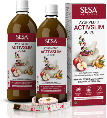 SESA ACTIVSLIM Juice | Helps in Weight Loss | Apple Cide Vinegar + 13 herbs | 1Ltr X2(Pack of 2, 2 L)