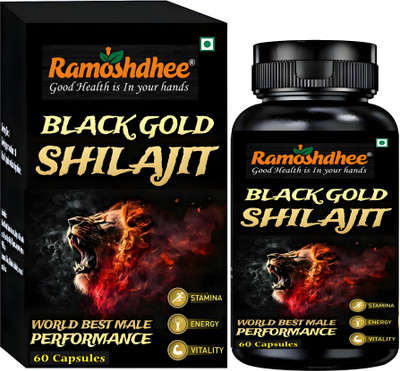 Ramoshdhee Black Gold Shilajit Capsule Strength Stamina Power Performance Energy(60 Capsules)