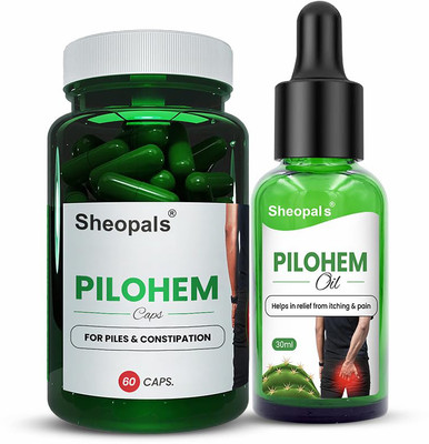Sheopals Pilohem Piles Combo For Managing Piles Lumps, Itching And Constipation(60 Capsules)