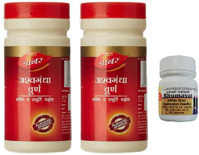 Dabur Ashwagandha Churan For Strength & Stamina With Leaf Rhumawat 30 Tab(Pack of 3, 120 g)