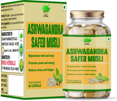 BIRJI HERBALS P0WER-FULL ASHWAGANDHA-SAFED MUSLI 60 CAPSULE