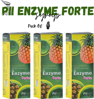 Pii Enzyme FORTE Ayurvedic Digestive Enzyme Syrup Pack of 3x200ml(Pack of 3, 600 ml)