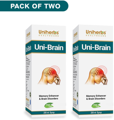 Uniherbs Unibrain Syrup for Brain Heath & Memory Function | Mind Booster Syrup pack of 2(Pack of 2, 400 ml)